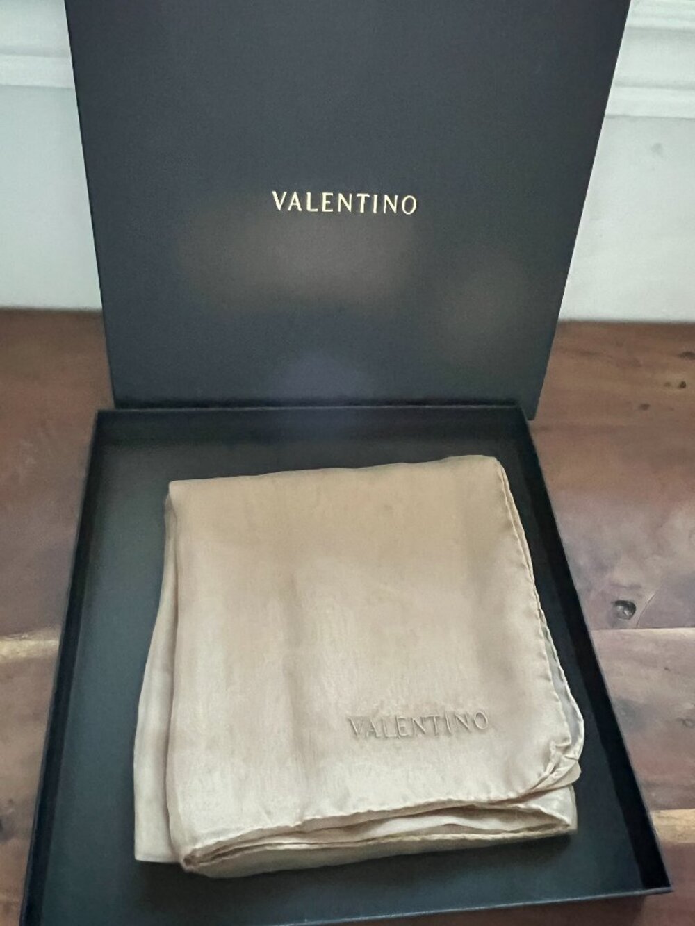 Valentino Nude Beige Silk Scarf in Box
